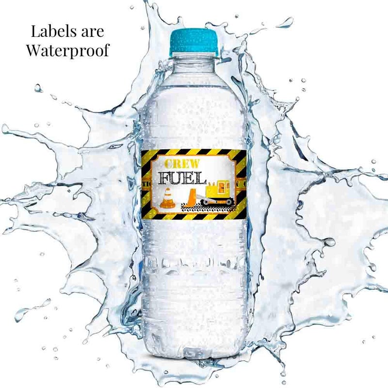 Amanda Creation Crew Fuel Construction Site Birthday Party Waterproof Water Bottle Sticker Wrappers, 20 1.75" x 8.5" Wrap Around Labels by AmandaCreation - Image 3